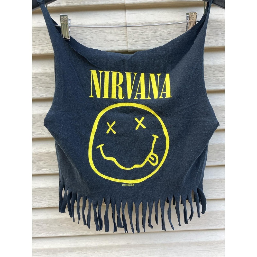 Vintage Nirvana‎ 1992 Smiley Face Two Sided Flower Sniffin Tshirt One Of A Kind